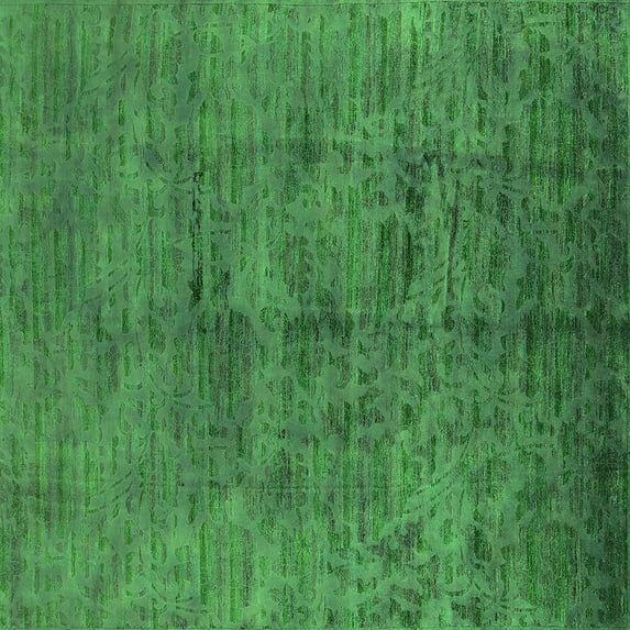 Ahgly Company Indoor Square Oriental Green Industrial Area Rugs, 4' Square