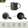 thumbnail image 4 of Famiware 6 Pieces Stoneware 16oz Mug Set, Matte Dark Charcoal, 4 of 6