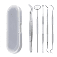 thumbnail image 1 of 5 piezas de herramientas dentales, púas dentales profesionales para limpieza de dientes, removedor de placa de acero inoxidable quirúrgico 304 para dientes, espejo dental, juego de higiene, 1 of 5