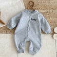 thumbnail image 5 of VNKIDY Boys Bodysuits Baby Letter Print Solid Color Romper Long Sleeve Crewneck Button Front Bodysuit For Daily Wear Casual Styling Lovely Onesie, 5 of 6