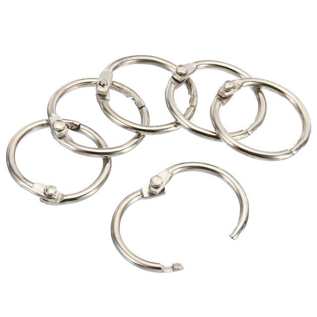 Unique Bargains 1' OD 0.8' ID Loose Leaf Rings Binder Ring Steel for Book DIY Scrapbook Notebook, Silver 24 Pack