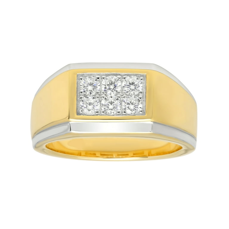 Mens 14K Gold Plated Sterling Silver Cubic Zirconia Mens Ring
