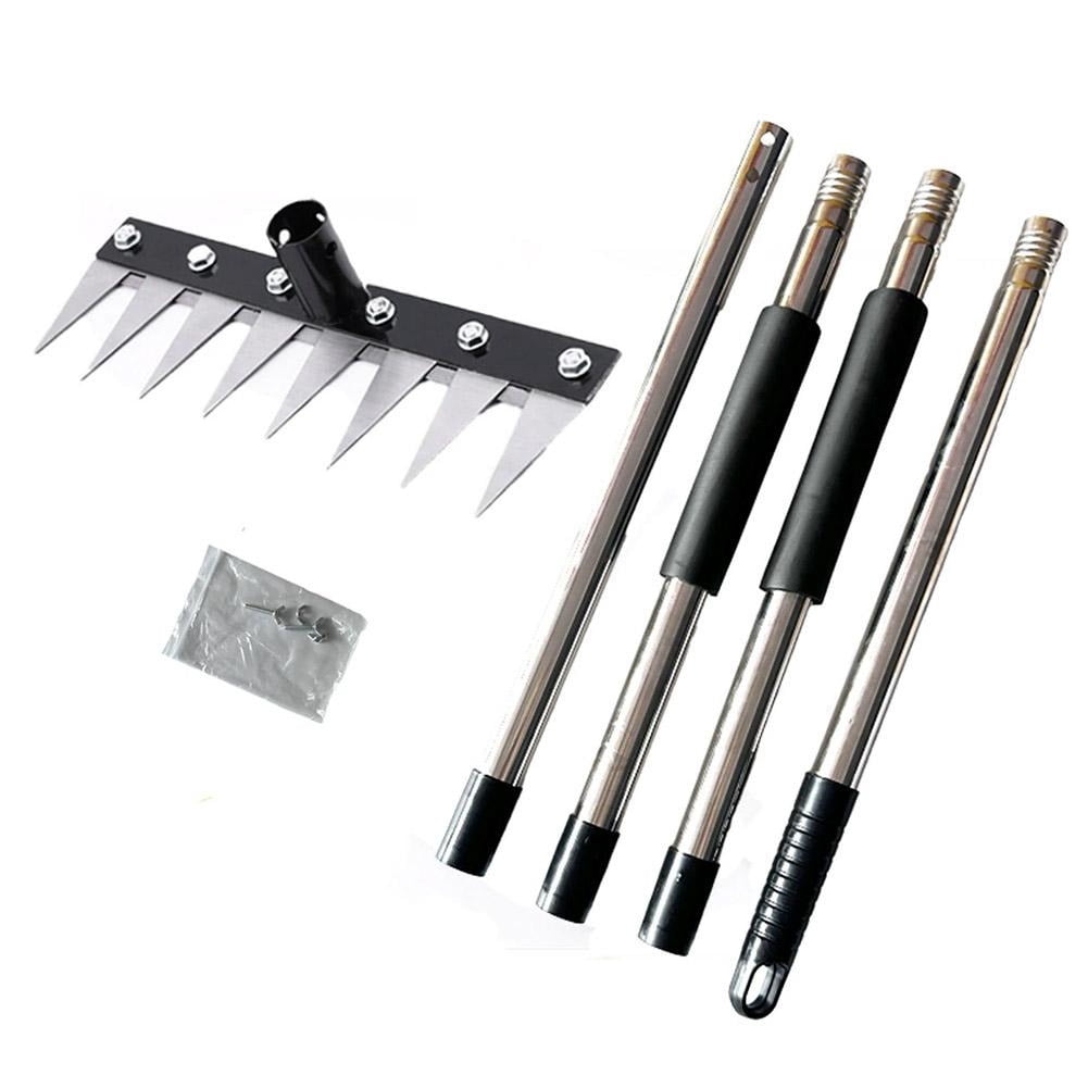 Manganese Steel Weed Puller with Long Handle, 61 Inch Manual Weeding Rake and Garden Hoe for Yard, Heavy Duty Uprooting Tool for Lawn and Garden