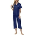 thumbnail image 6 of Ashirexll Pajamas for Women Set, Two Piece Sets for Women, Solid Color Ice Silk Satin Short Sleeve Top and Short Pant Home Set, 6 of 6