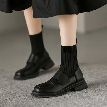 

Tdoqot Winter Boots for Women- Casual Mid-Heel Chunky Heel Christmas Gifts Women s Mid Calf Boots Black 40