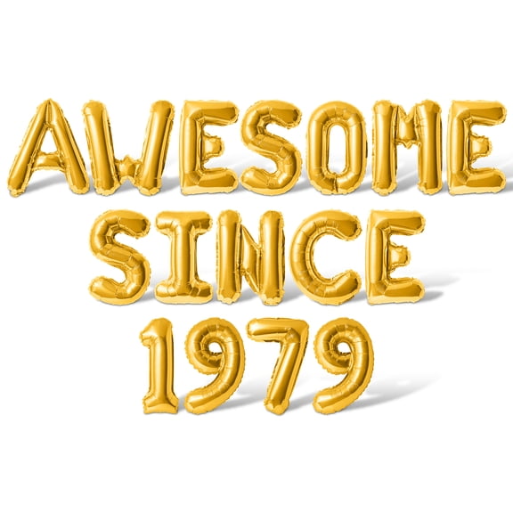 Letter & Number Balloons - AWESOME SINCE 1979 16" Inch Alphabet Letters Foil Mylar Balloon Birthday Party Banner (Gold)