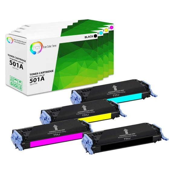 TCT 501A 503A Toner Cartridge 4 Pack - Compatible With HP 501A 503A Q6470A Q7581A Q7582A Q7583A
