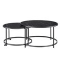 thumbnail image 2 of Rayne Black Faux Marble Glass and Chrome Nesting Cocktail Table Set, 2 of 5