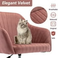 thumbnail image 4 of Vanity Stool with Back, Accent Chair Velvet with Swivel Wheels for Home, Adjustable Office Chair, Bean Red, LJ973, 4 of 9