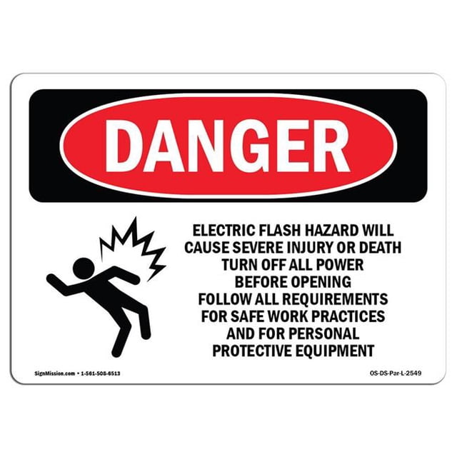 SignMission OS-DS-A-1218-L-2549 12 x 18 Po Signe de Danger OSHA - Risque de Flash Électrique Causera
