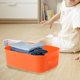 thumbnail image 4 of Caja de almacenamiento de escritorio, contenedor con asa, contenedor de almacenamiento, organizador de cosméticos apilable, cesta de almacenamiento de Naranja, 4 of 6