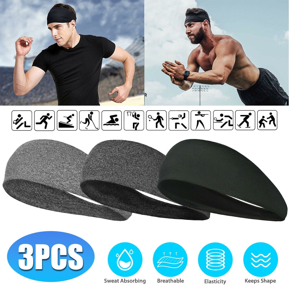 Men's Headbands, 3 Pack Sweat Workout Headbands for Women, Sport