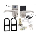 thumbnail image 1 of Silver Zinc Alloy Electronic Door Lock with 4 Unlocking Methods (Password/RF Card/Remote/Key), Reversible Handle, Backlit Keypad, Auto-Lock, Fits 35-60mm Thick Left/Right Doors, for Home Office Hotel, 1 of 7