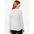 thumbnail image 3 of Free Assembly Women's Ribbed Henley Tee with Long Sleeves, 3 of 6