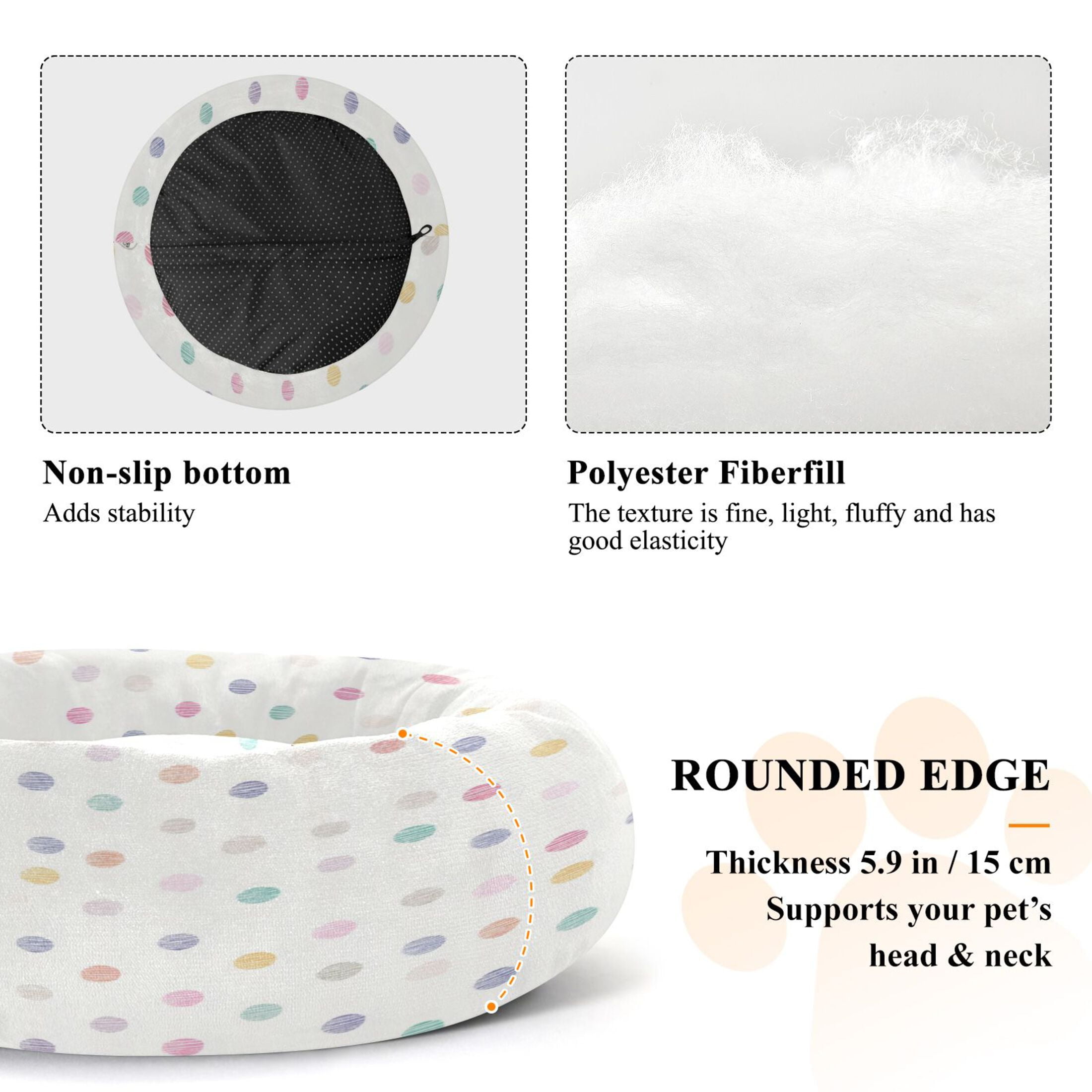 Iauyy Pet Couch Donut Cat Bed for Indoor Cats/Small Dogs Washable & Machine with Non-slip Bottom Calming Cat Furniture, Light-colored Dotted Pattern (M)