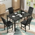 thumbnail image 2 of LinkRomat Dining Table Set for 4, Modern Faux Marble Dining Table with 4 Velvet Chairs, Space Saving Dinette Set for Kitchen Room, Black, 2 of 7