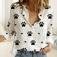 thumbnail image 3 of Printed Blouses Tops Elegant Style Ladies Casual Blouses V Neck Office Work Suit, 3 of 9