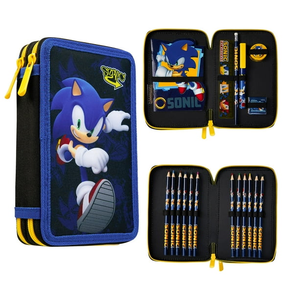 Estuche para lápices Sonic The Hedgehog con papelería para niños