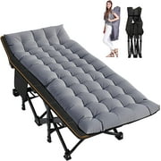 Slsy XL Folding Camping Cots with 3.3 inch 2 Sided Mattress,75* 28 Sleeping Cot Guest Bed,Portable for Adults,Folding Bed Cot with Carry Bag