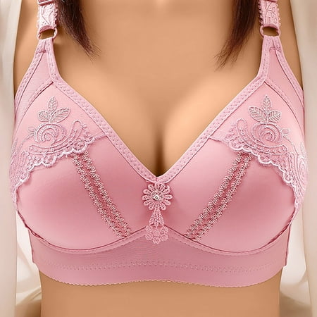 QIPOPIQ Solid Underwire Push Up Bra Clearance Women s Plus Size Full Coverage Bra  Thin without Steel Ring  Breasted Lace  Traditional Embroidered Bra