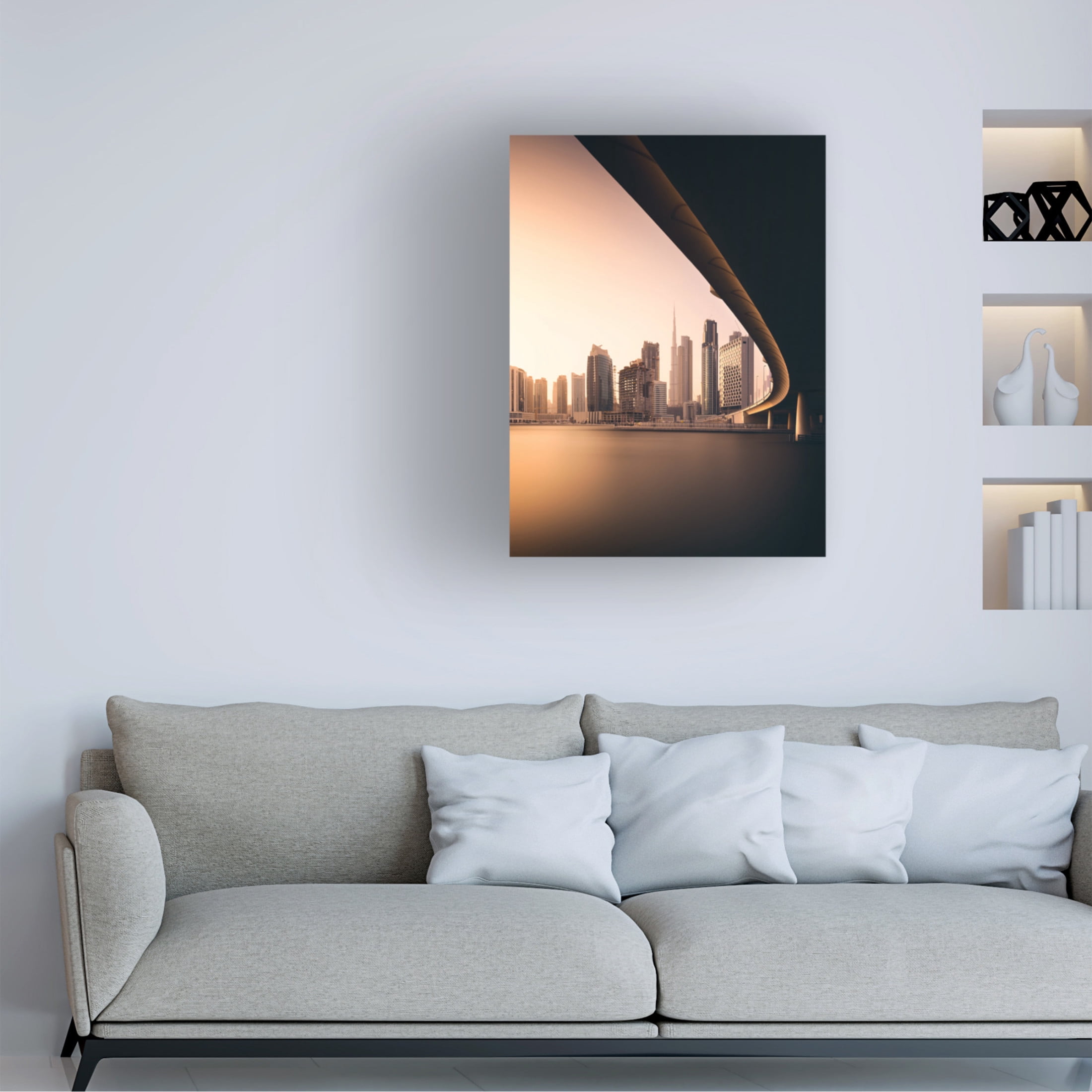 Canvas Wall Art - Majid Behzad 'Dubai Business Bay' Wall Art for Living Room, Bedroom, or Office Décor by Trademark Fine Art - 35 x 47 Inches