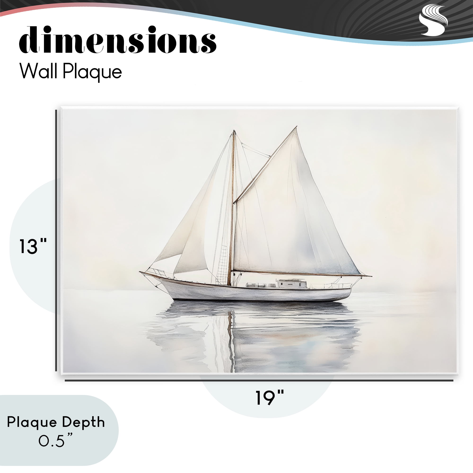 Stupell Industries Neutral Sailboat Reflection Wall Plaque Art, design by Petal Prints Design
