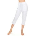 thumbnail image 2 of ALWAYS Women's Capri Jogger Lightweight Sweatpants with Pork Chop Pockets White M, 2 of 7