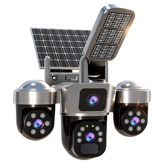 Kepeak 6MP Solar Security Camera Outdoor, Wireless WiFi Dual-Lens Camera with PIR Detection, Auto Tracking, Color Night Vision and Two-Way Audio