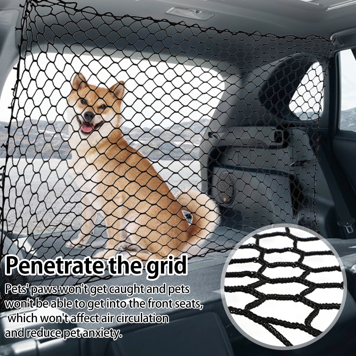 Car Dog Barrier Net with Hooks Durable Dog Car Safety Barrier Net Reusable Foldable Car Dog Fence Barrier Practical Universal Car Pet Isolation Vehicle Barrier for Cars SUVs Trucks Vans Walmart