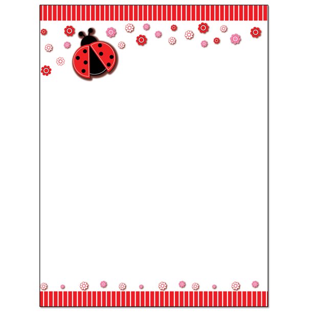 Ladybug Theme Letterhead Stationery 60 Sheets Per stationery Pack B6515