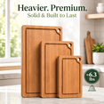 thumbnail image 2 of LOOMHOME Bamboo Cutting Board (Set of 3), Wood Cutting Boards for Kitchen with Deep Juice Grooves & Built-in Handles, Reversible Charcuterie & Chopping Boards,Knife-Friendly, Kitchen Gift, 2 of 8
