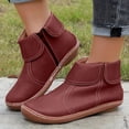thumbnail image 2 of Dakaela Ankle Boots for Women No Heel Arch Support Walking Booties Slip on Flat Casual Shoes Red 7, 2 of 7