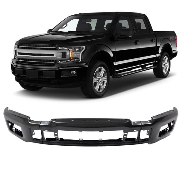 Black Steel Front Bumper Face Bar For Ford F-150 F150 2018-2020 with Fog Hole