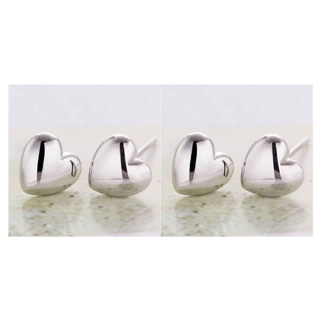 Guardurnaity 1 par de pendientes simples con forma de corazón para mujer, para fiesta, tachuelas pequeñas, decoración de joyería para niñas, plata 2piezas