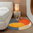 thumbnail image 3 of Orange Blue Yellow Round Rug 6ft Washable Circle Kitchen Rugs Non Slip Geometric Striped Farmhouse Art Large Area Rug Indoor Floor Carpet for Bedroom Living Room Home Office Dining Room Nursery, 3 of 9