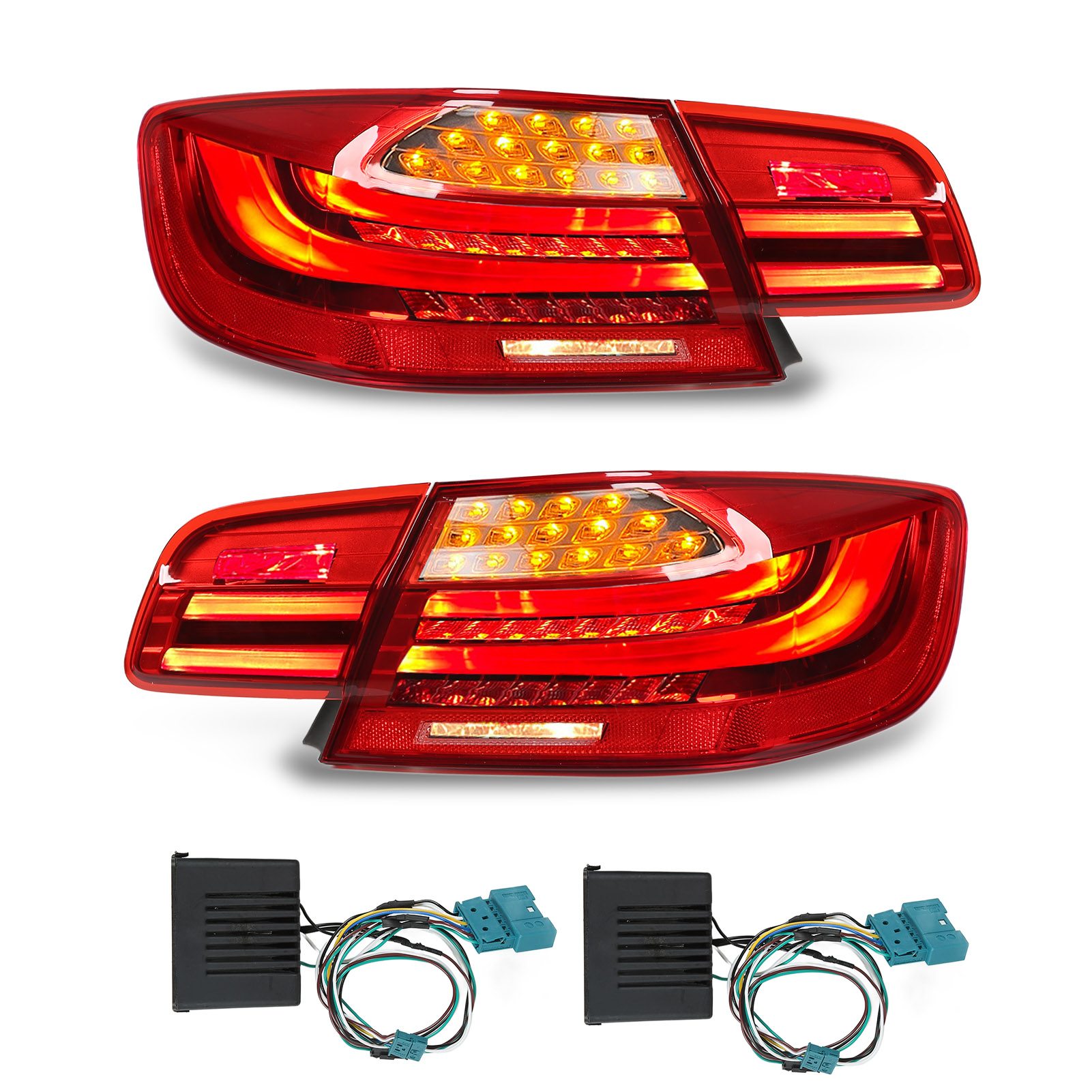 BREHMA 12V Trailer Taillight Set - 4 Function Lights With Bulbs, 7-Pin Ready