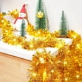 thumbnail image 4 of 16.4 ft Christmas Prelit Tinsel Garland with Lights Battery Operated 50 LED Hanging Garland with Light Xmas Foil Garland for Tree Wedding Party Decoration, 4 of 9