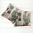 thumbnail image 2 of Ambesonne Monstera Throw Pillow Cover Pack of 2, Mid Century Boho Shapes, 2 Pcs-16"x16", Evergreen Pale Rust Brown, 2 of 5