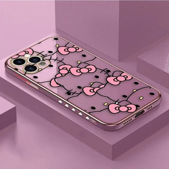 2024 Cover Smooth E-TPU Phone Case For APPLE iPhone 15 14 13 12 11 X XS Max 8 7 SE 6S 6 Plus Mini Case Shell Pink Art Hello Kitty Cat LXY