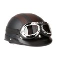 thumbnail image 1 of Moto Scooter cara abierta medio casco de cuero con visera UV, 1 of 8