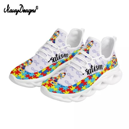 

Noisydesigns Summer Women s Sneakers Autism Awareness Prints Flat Knitted Ladies Shoes Mesh Breathable Female Lacing Sport Shoes