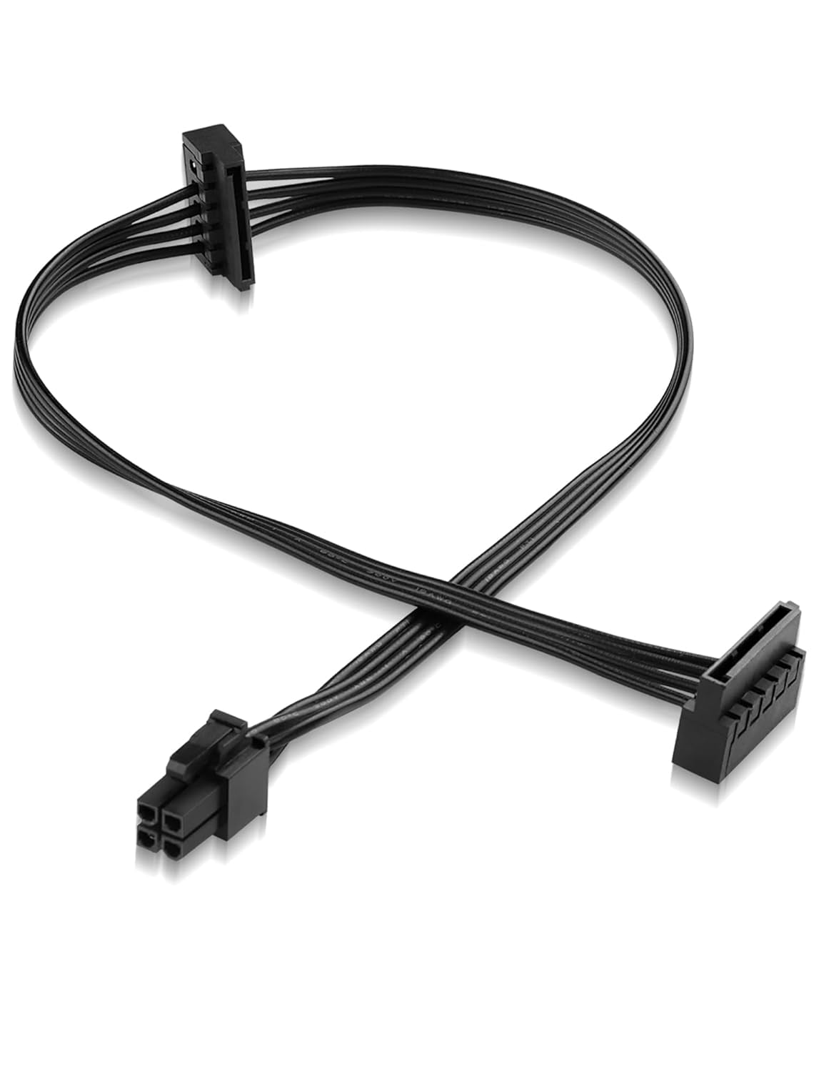 HRTGFD-ATX 4PIN to Dual SATA 15 PIN Adapter Extension Cable for Mechanical HDDs SSDs DVD/CD-ROMs (17.9 in./45.5 cm)
