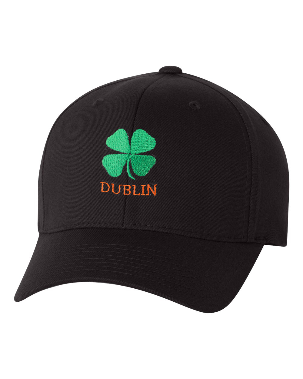St Patrick's Day Fitted Hat, Four Leaf Clover Flex Fit Baseball Hat - Clover & Dublin - image 1 of 3