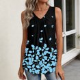thumbnail image 5 of Women's Sleeveless Fashion Vest Blouse V Neck Dressy Casual Loose Business Shirts 2026 Summer Printed Tank Tops #01Blue 2XL, 5 of 6