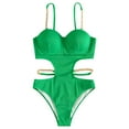thumbnail image 2 of Sngxgn Women's Swimsuits Ruched Bathing Suit Tummy Control Back Tie(Green,S), 2 of 8