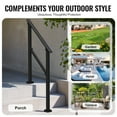 thumbnail image 2 of KFFKFF Outdoor Handrails, Pair for 2-3 Steps, Durable Carbon Steel, Includes Setup Kit, Ideal for Elderly, Fits Concrete & Deck, Black Square Design, 2 of 9