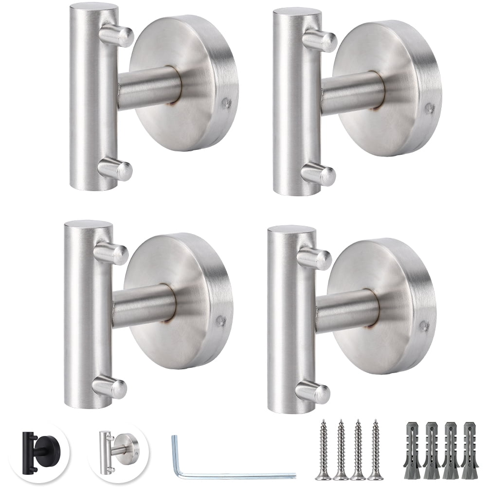 SAINSPEED 4 Pack Bathroom Towel Hook, Brushed Nickel Towel Hook for