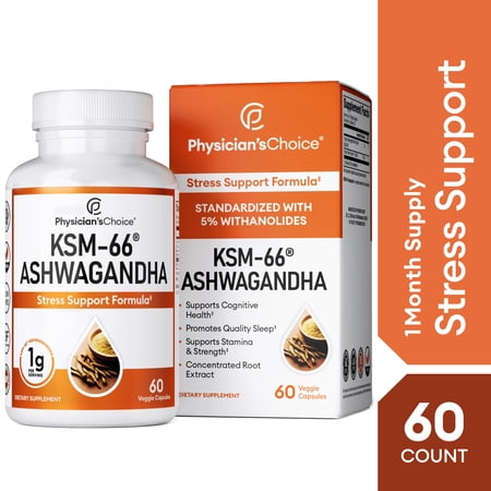 Physician s Choice KSM 66 Ashwagandha Capsules  1000mg  60 Ct.