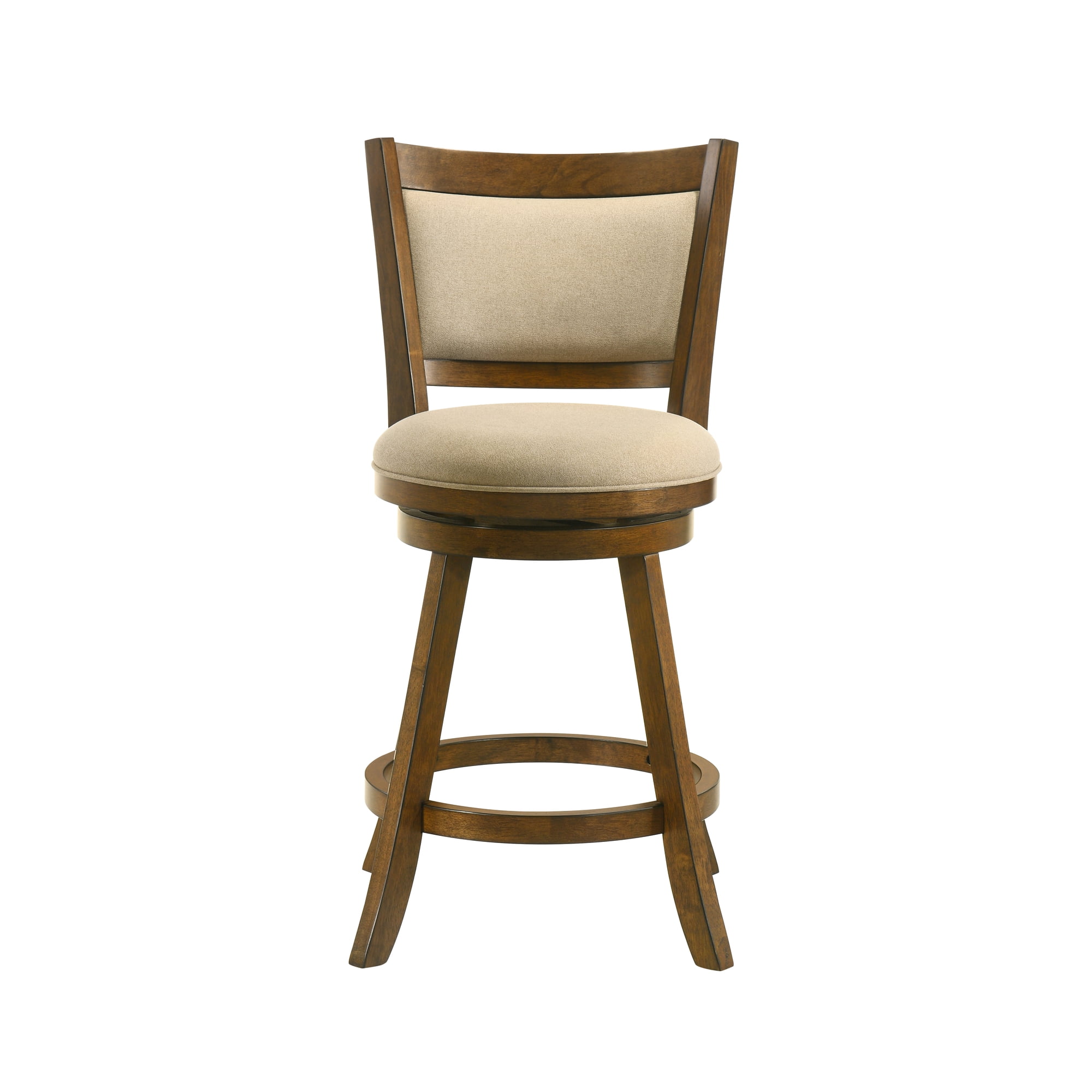 Aiden Modern Farmhouse Swivel Wood Counter Height Kitchen Bar Stool in Sepia Brown Finish with Grey Fabric Upholstered Seat