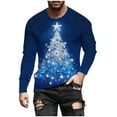 thumbnail image 5 of Christmas Tees For Men Crew Neck Xmas Graphic Print Long Sleeve Pullover Casual Stylish Holiday Funny Tops (XS, Blue-E), 5 of 5